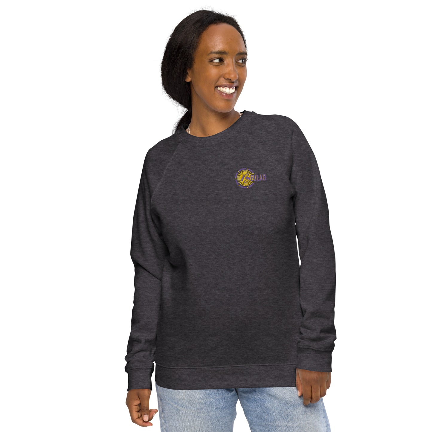 Logo - Embroidered unisex organic raglan sweatshirt